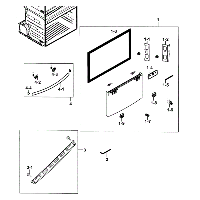 Freezer Door Diagram and Parts List for RF23HCEDBBC AA-00 Samsung Refrigerator