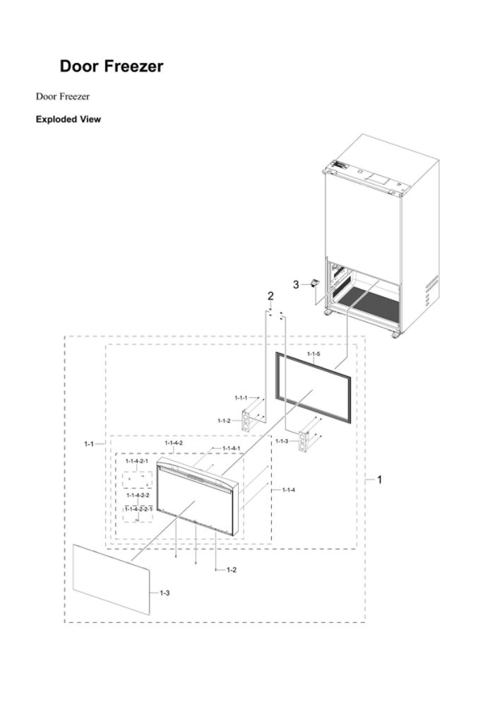 Freezer Door Parts Diagram and Parts List for RF29BB820012 AA-00 Samsung Refrigerator
