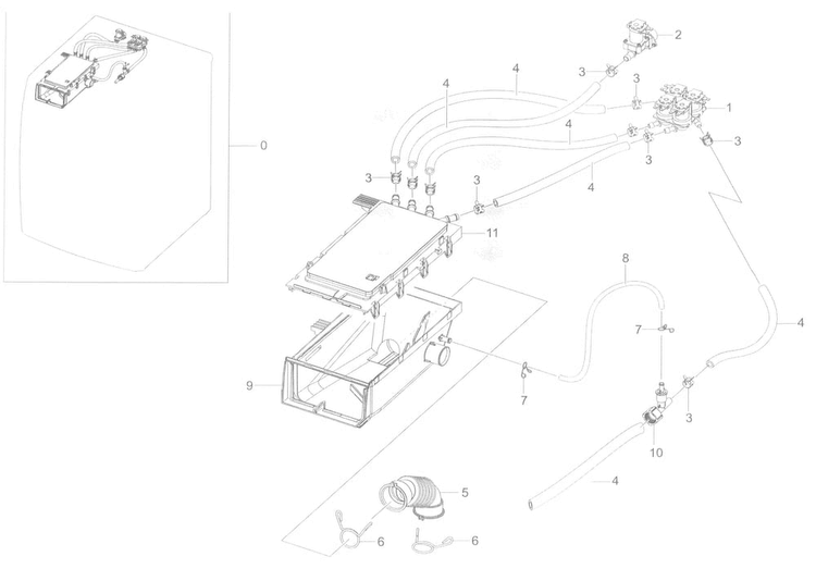 Housing Drawer Diagram and Parts List for WF45K6200AZ A2-0000 Samsung Washer