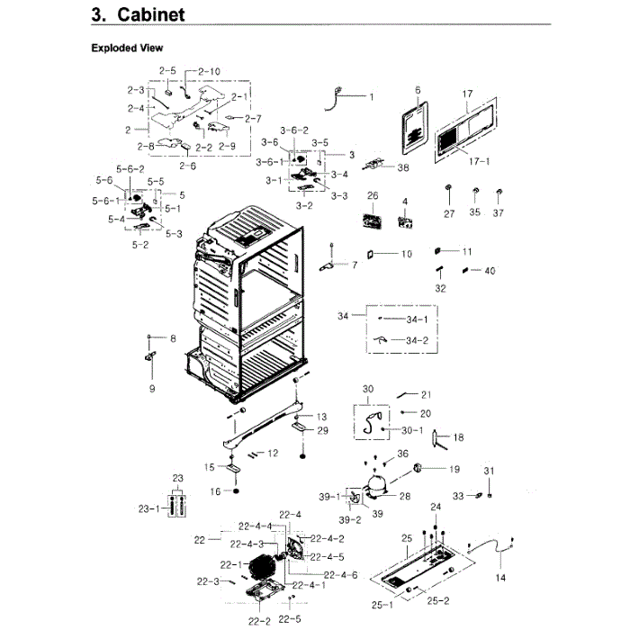 Cabinet Diagram and Parts List for RF4267HARS XAA-03 Samsung Refrigerator