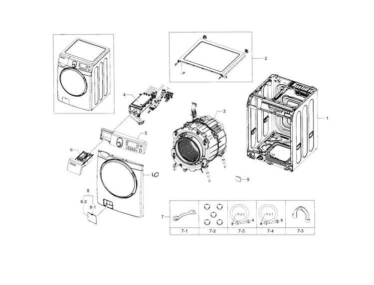 Main Assy Diagram and Parts List for WF448AAE XAA-0000 Samsung Washer