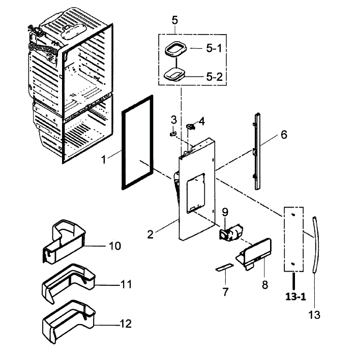Left Door Diagram and Parts List for RFG298HDWP XAA-00 Samsung Refrigerator