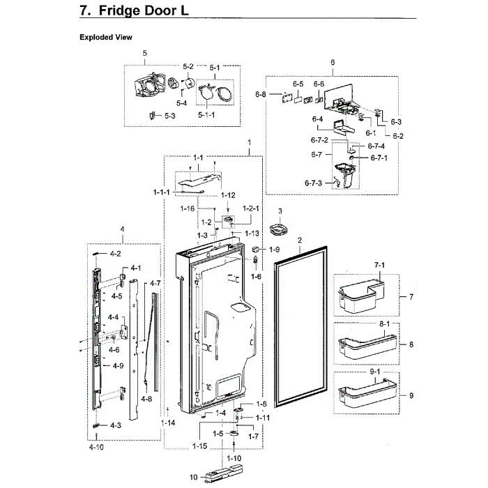Fridge Door Lt Diagram and Parts List for RF22M9581SR AA-00 Samsung Refrigerator