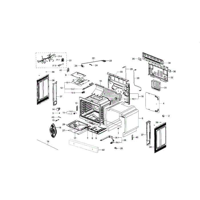 Main Assembly Diagram and Parts List for NX58H5600SS AA-01 Samsung Range