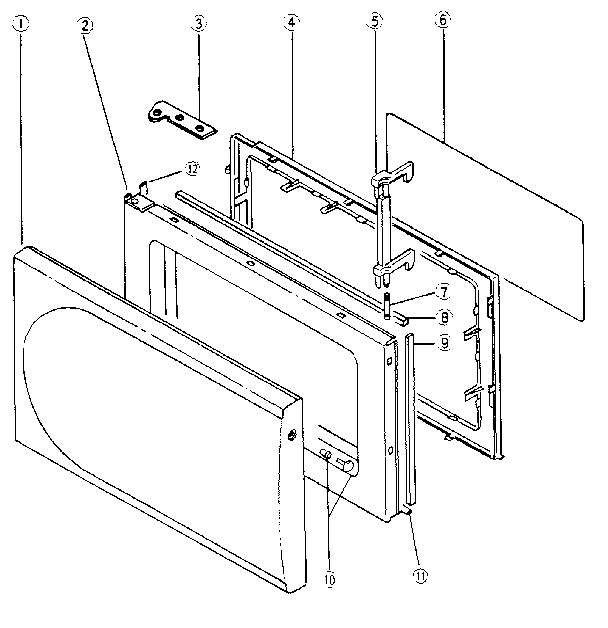 Door Diagram and Parts List for 4018901080  Kenmore Microwave