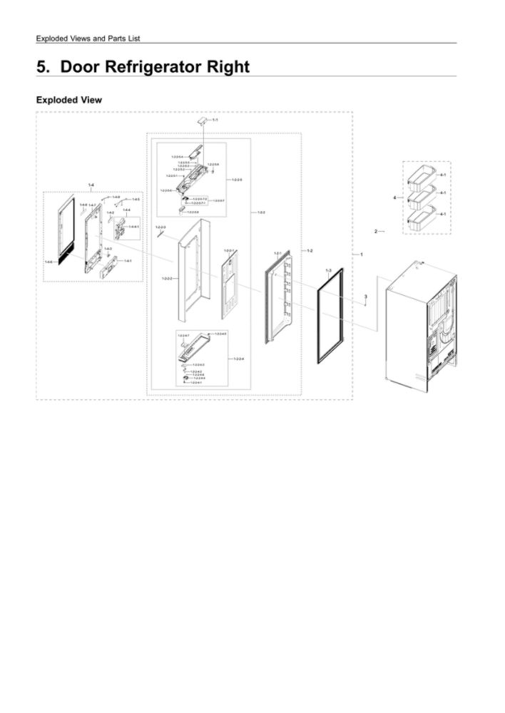 Right Refrigerator Door Parts Diagram and Parts List for RF22R7551SR AA-00 Samsung Refrigerator