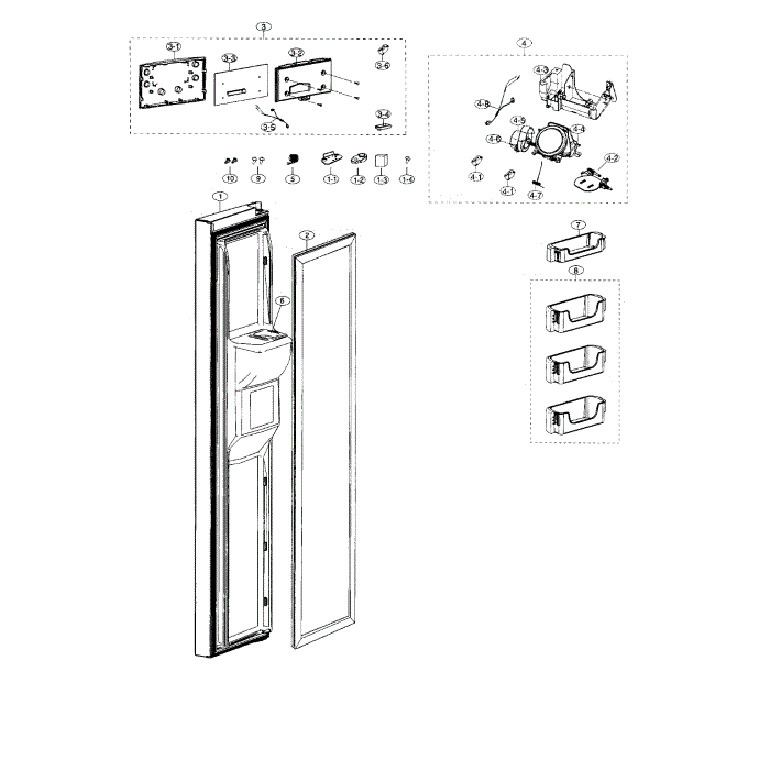 Left Door Diagram and Parts List for RS25H5000WW AA-01 Samsung Refrigerator