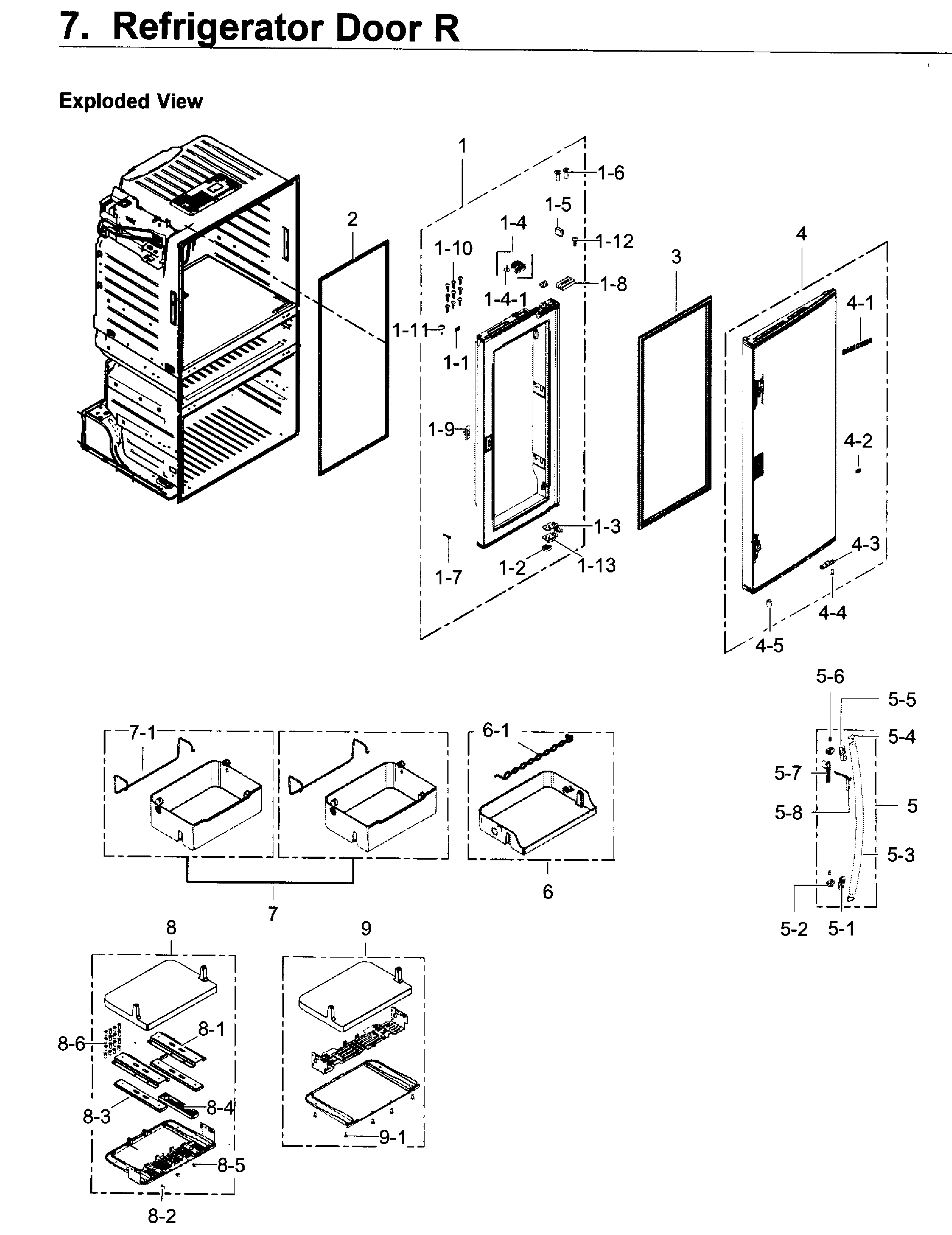 Fridge Door R Diagram and Parts List for RF28JBEDBSG AA-0005 Samsung Refrigerator