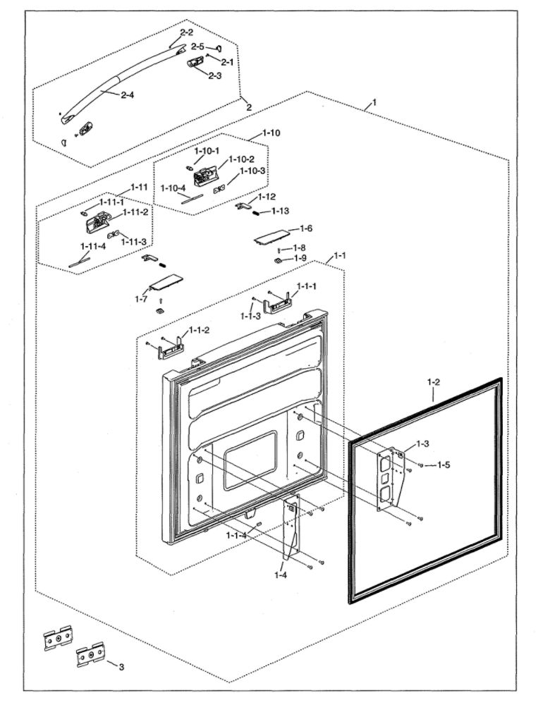 Freezer Door Diagram and Parts List for RF18HFENBSR US-00 Samsung Refrigerator