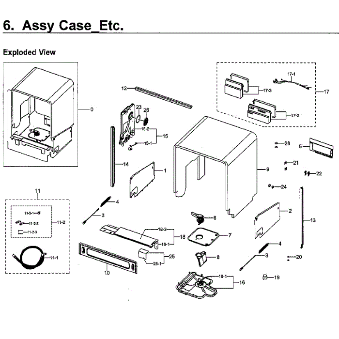 Frame Diagram and Parts List for DW80H9930US AA-01 Samsung Dishwasher