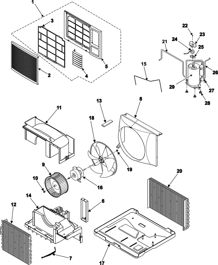 Chassis Assembly Diagram and Parts List for AW0790A XAA Samsung Air Conditioner