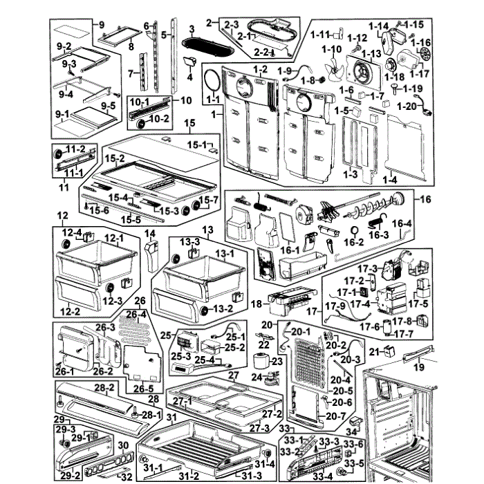 Refrigerator Diagram and Parts List for RF268ABPN XAA-00 Samsung Refrigerator