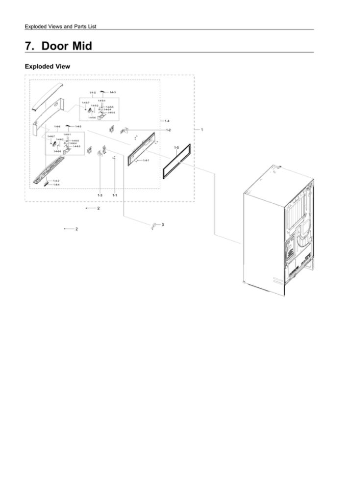 Mid Door Parts Diagram and Parts List for RF28R7551SG AA-00 Samsung Refrigerator
