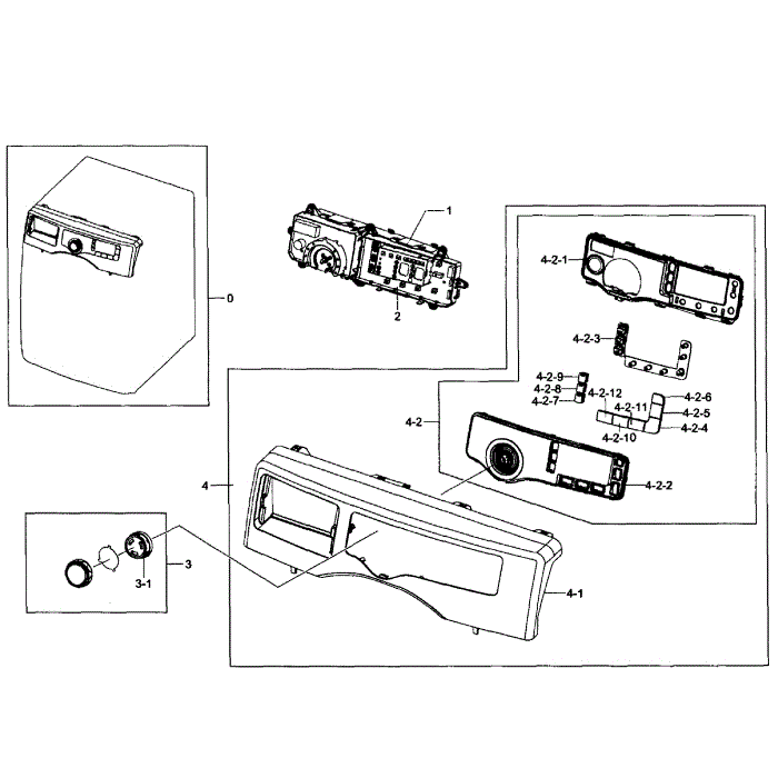 Control Panel Diagram and Parts List for WF361BVBEWR A1-01 Samsung Washer