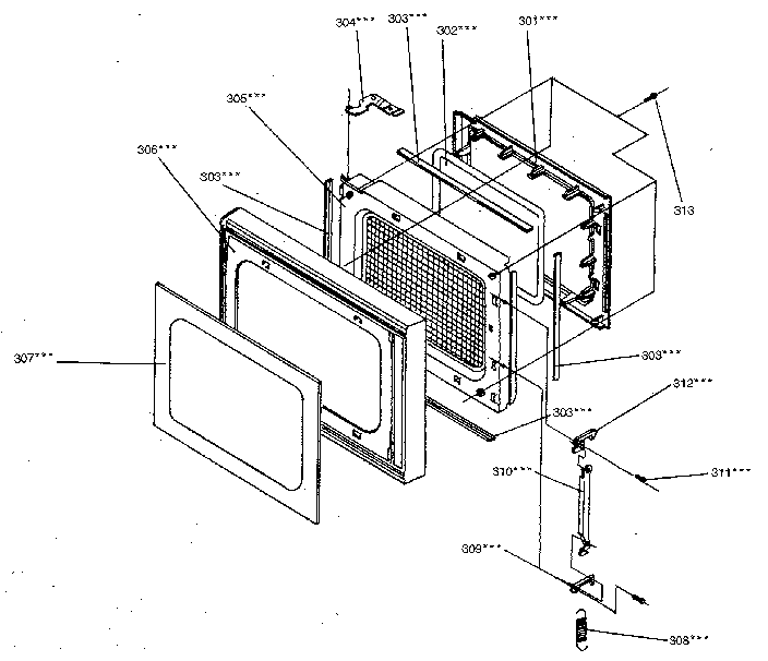Door Diagram and Parts List for 4018922980  Kenmore Microwave