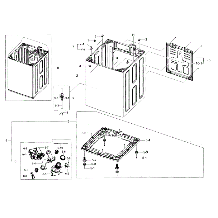 Frame Diagram and Parts List for WA40J3000AW A2-00 Samsung Washer