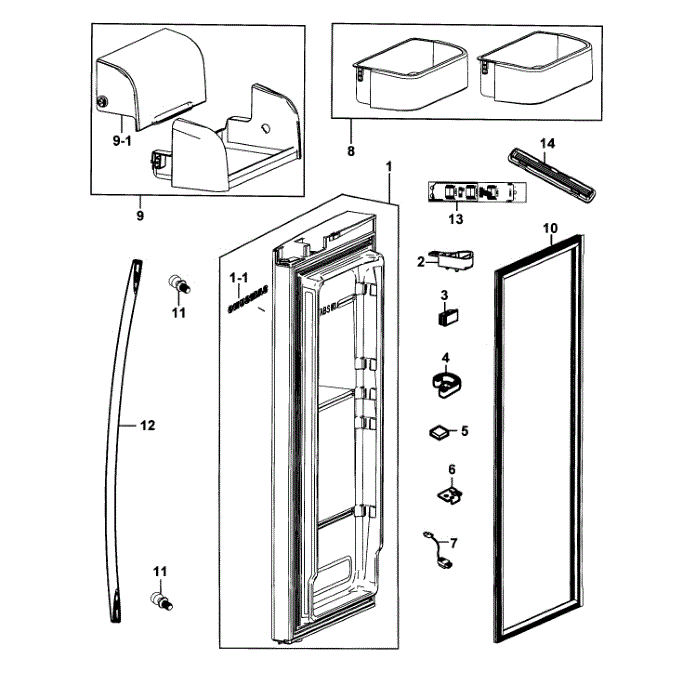 Fridge Door R Diagram and Parts List for RF268ACPN XAA-00 Samsung Refrigerator