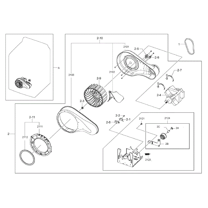 Motor Duct Diagram and Parts List for DV456EWHDSU AA-00 Samsung Dryer