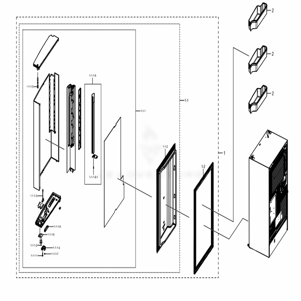 Freezer Door Right Diagram and Parts List for RF28N9780SR (AA)(0002) Samsung Refrigerator