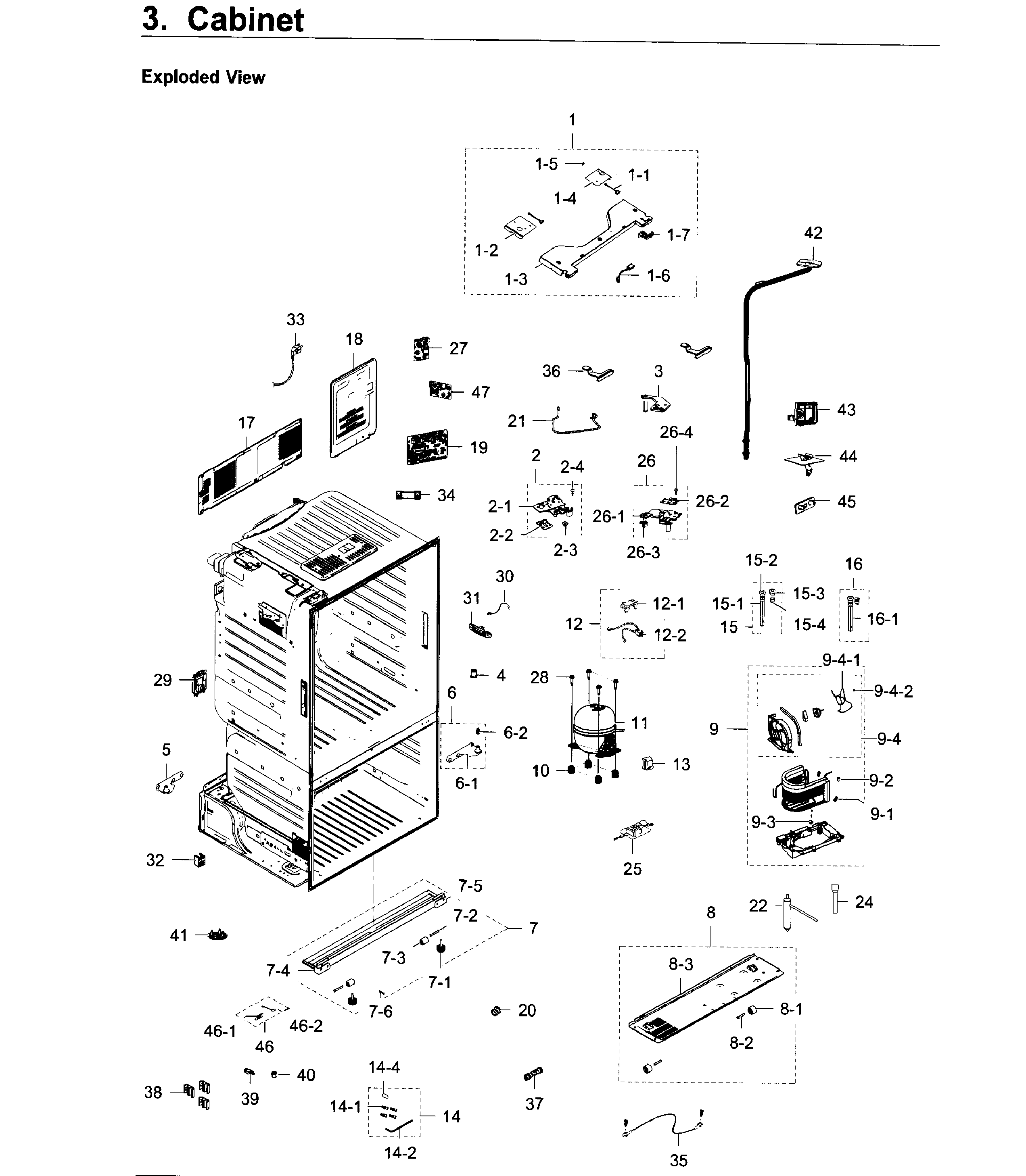 Cabinet Diagram and Parts List for RF28HDEDPWW AA-0006 Samsung Refrigerator