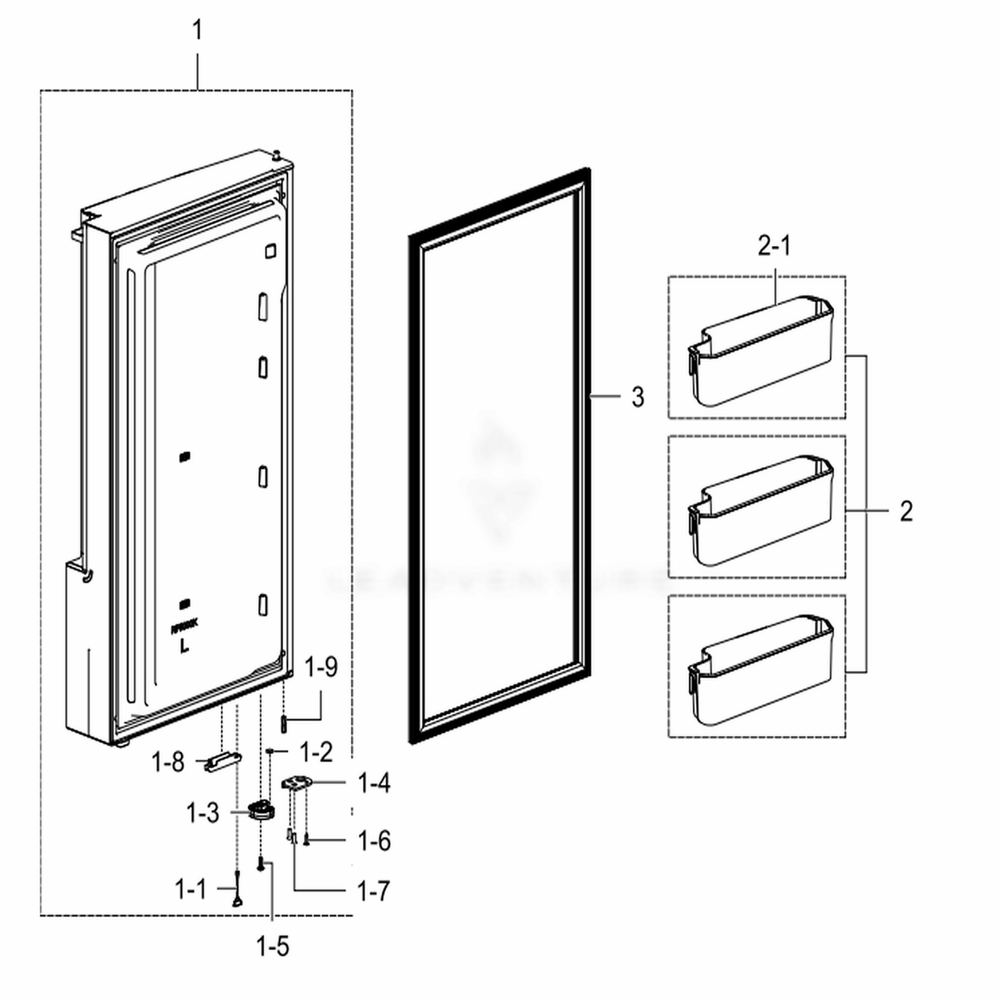 Freezer Door L Diagram and Parts List for RF28K9380SG (AA)(0003) Samsung Refrigerator