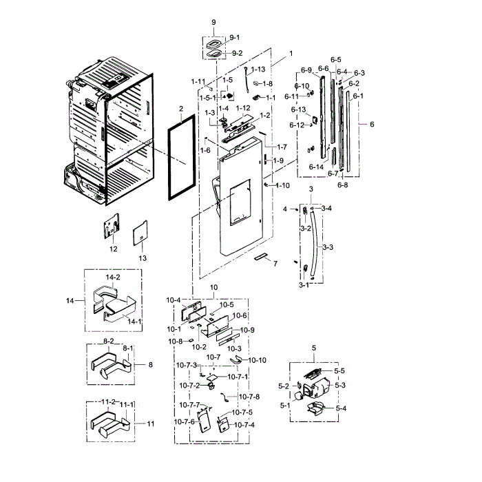 Refrigerator Door L Diagram and Parts List for RF30HDEDTSR AA-01 Samsung Refrigerator