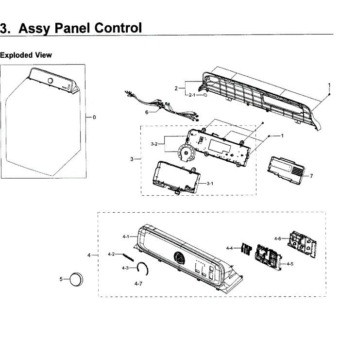 Control Panel Diagram and Parts List for WA40J3000AW A2-11 Samsung Washer