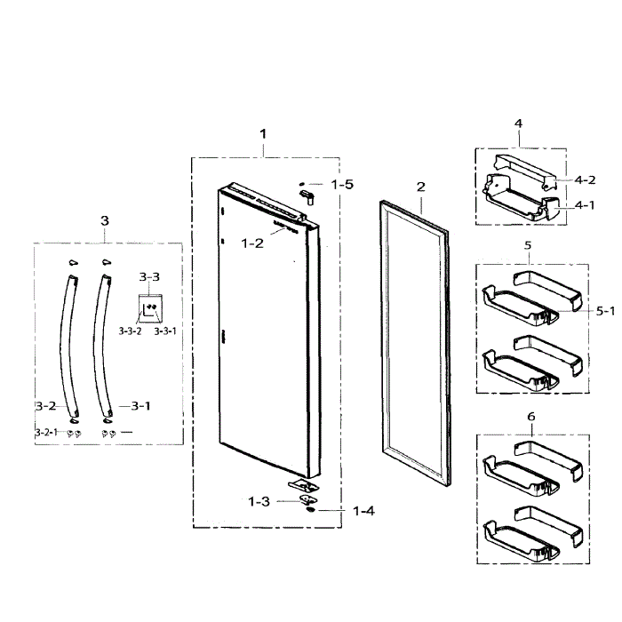 Right Door Diagram and Parts List for RS25H5111BC AA-01 Samsung Refrigerator