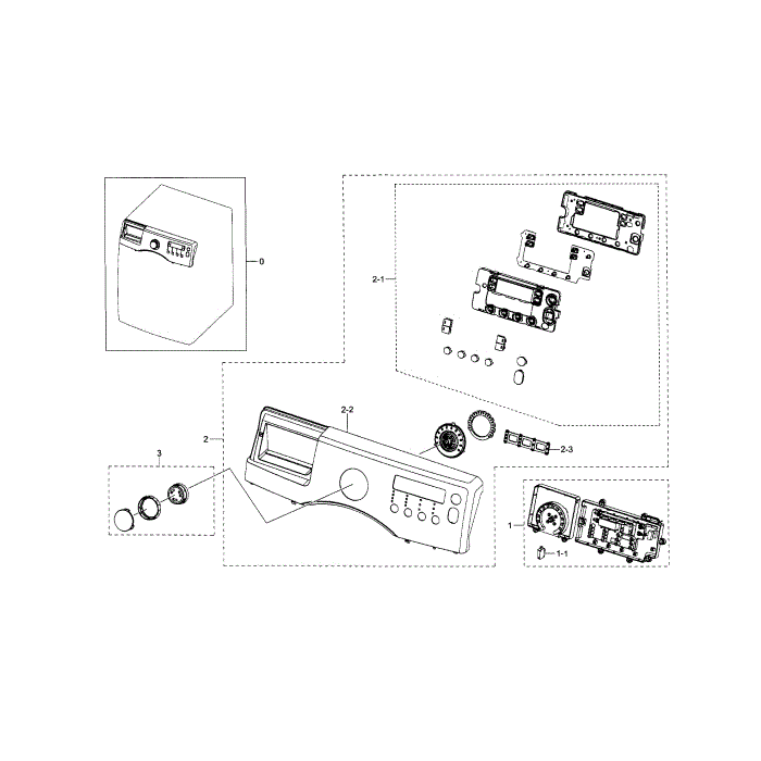 Control Panel Diagram and Parts List for WF330ANW XAA-04 Samsung Washer
