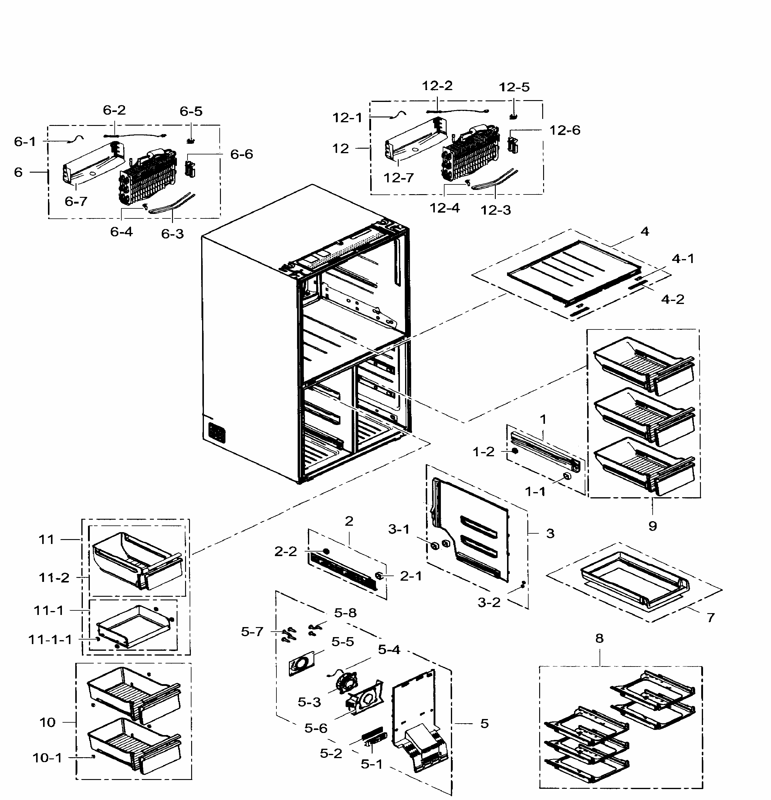 Freezer Diagram and Parts List for RF34H9960S4 AA-0002 Samsung Refrigerator