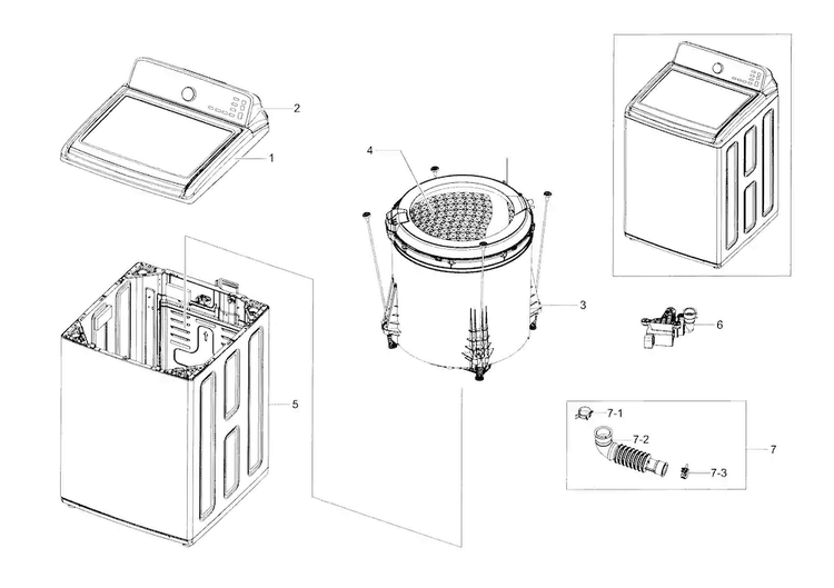 Main Assy Diagram and Parts List for WA400PJHDWR AA-0002 Samsung Washer