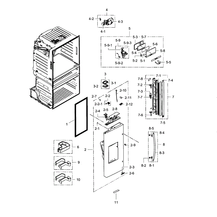 Refrigerator Door L Diagram and Parts List for RF28HMEDBBC AA-03 Samsung Refrigerator