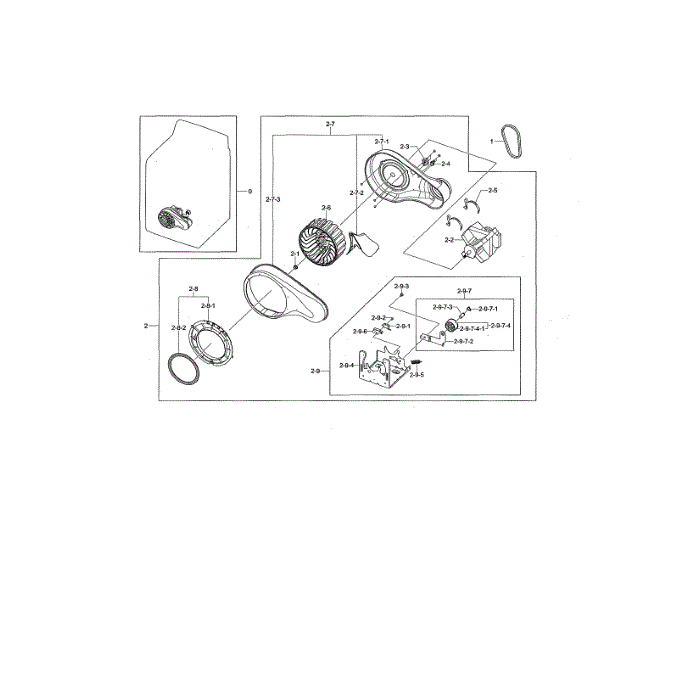 Motor Duct Diagram and Parts List for DV476GTHAWR A1-00 Samsung Dryer