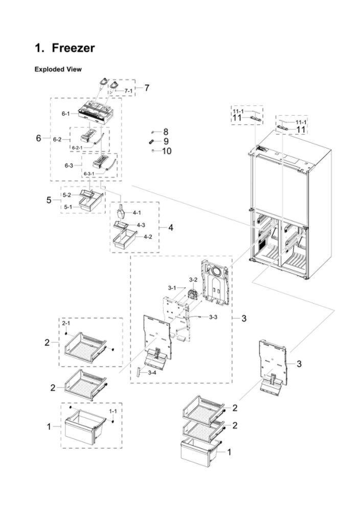 Freezer Parts Diagram and Parts List for RF23A9675MT AA-00 Samsung Refrigerator
