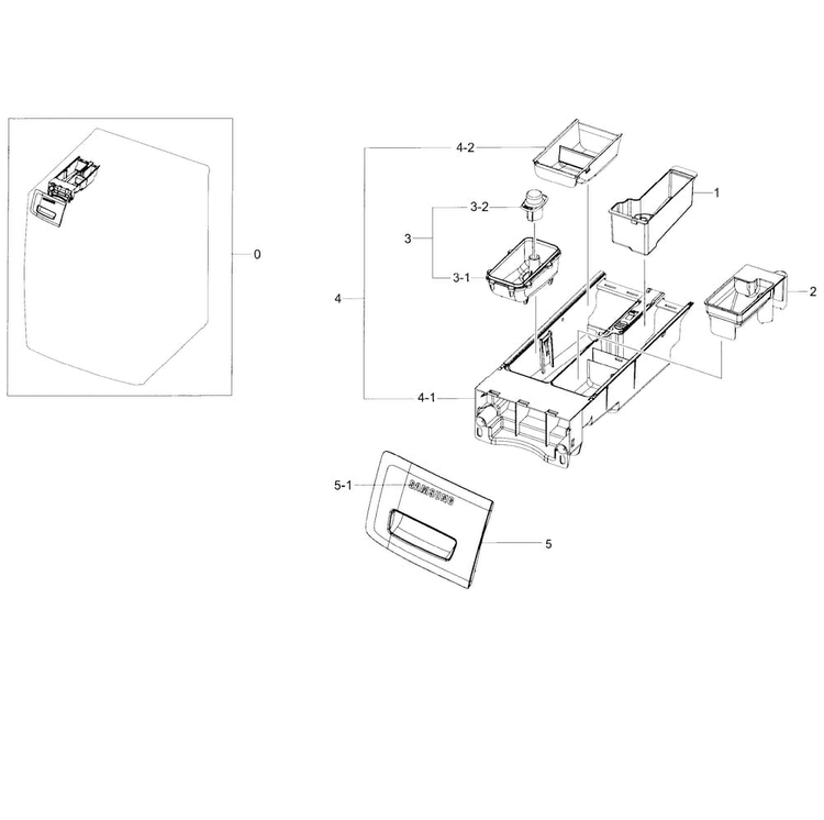 Drawer Diagram and Parts List for WF56H9100AG A2-0001 Samsung Washer