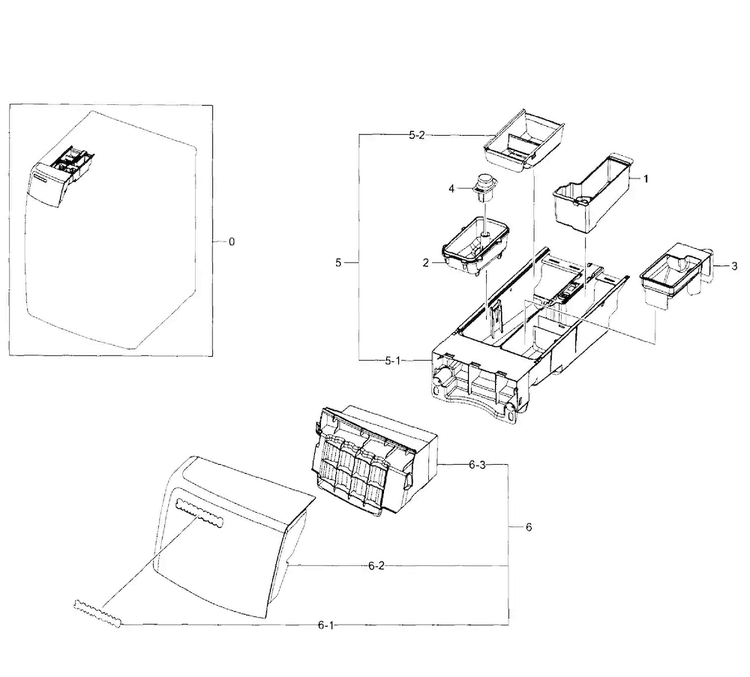 Drawer Diagram and Parts List for WF520ABW XAA-0002 Samsung Washer