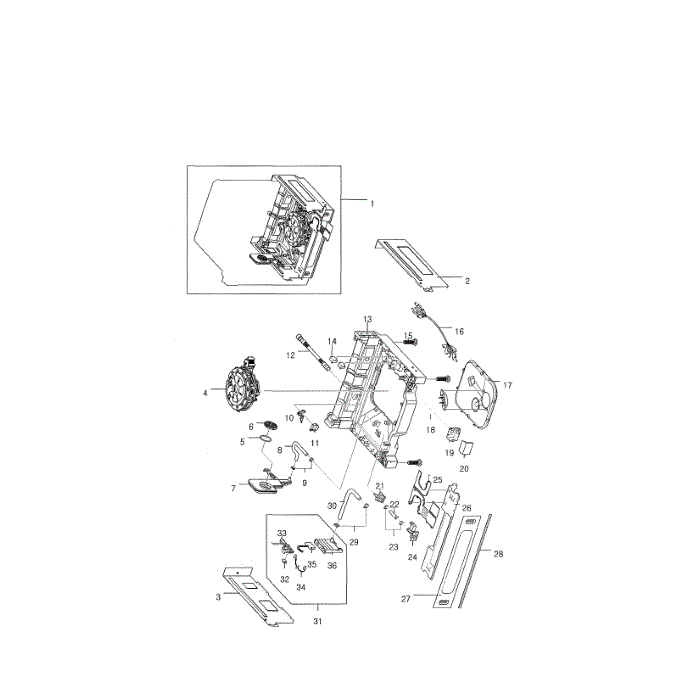 Base Assembly Diagram and Parts List for DMT300RFS XAC-00 Samsung Dishwasher