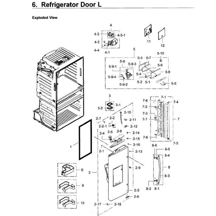 Fridge Door L Diagram and Parts List for RF28JBEDBSR AA-02 Samsung Refrigerator