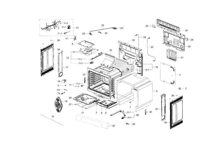 Main Assy Diagram and Parts List for NX58H5600SS AA-0001 Samsung Range
