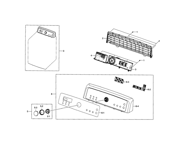Control Panel Diagram and Parts List for DV5471AGP XAA-0002 Samsung Dryer