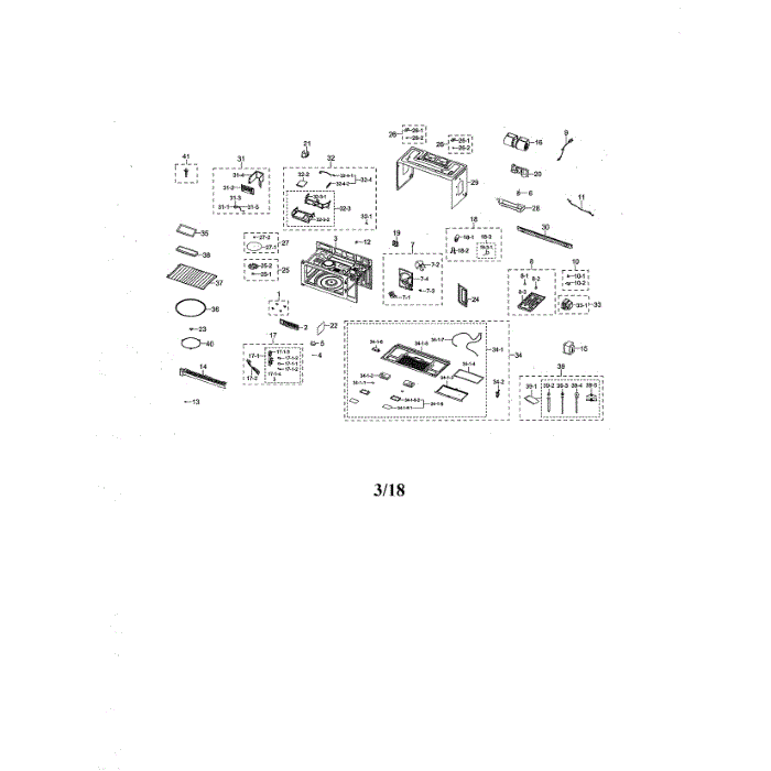 Microwave Diagram and Parts List for ME21M706BAG AA-00 Samsung Microwave Oven Combo