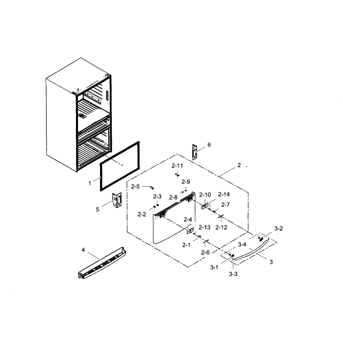 Freezer Door Diagram and Parts List for RF28HMEDBBC AA-03 Samsung Refrigerator