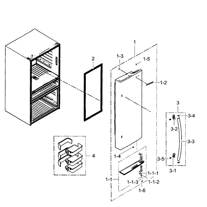 Right Door Diagram and Parts List for RF31FMEDBBC AA-04 Samsung Refrigerator