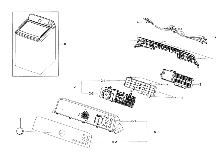 Control Panel Diagram and Parts List for WA456DRHDSU AA-0004 Samsung Washer
