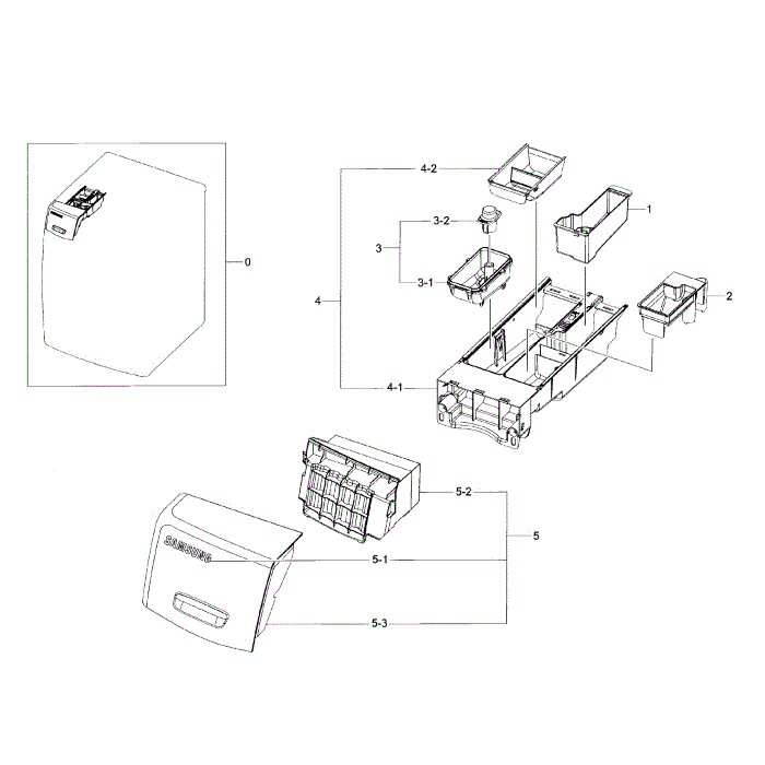 Drawer Diagram and Parts List for WF42H5600AP A2-00 Samsung Washer