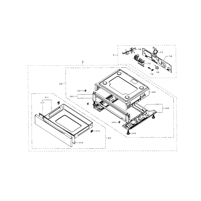 Drawer Diagram and Parts List for NX58F5500SB AA-01 Samsung Range