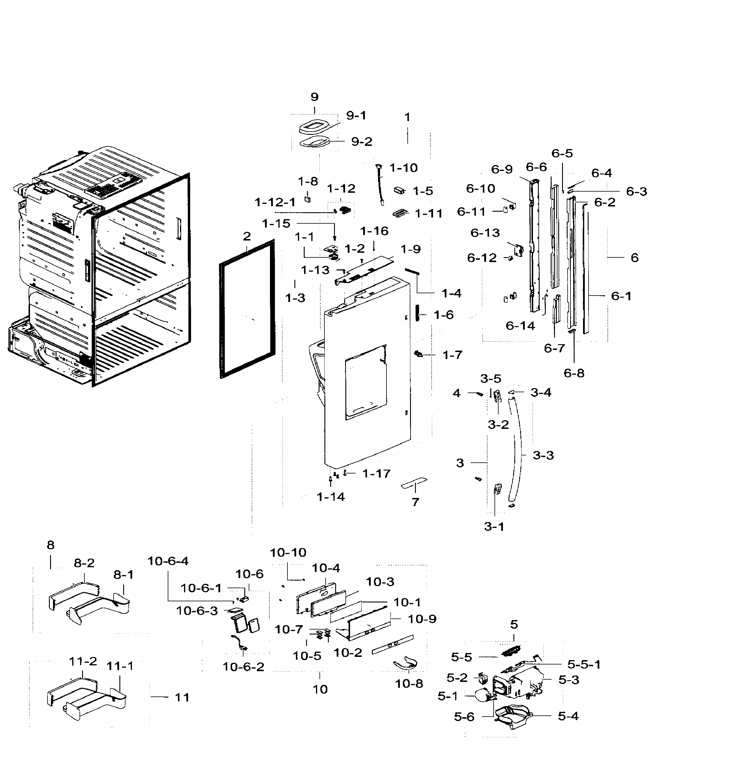 Left Door Diagram and Parts List for RF28HFEDBWW AA-0005 Samsung Refrigerator