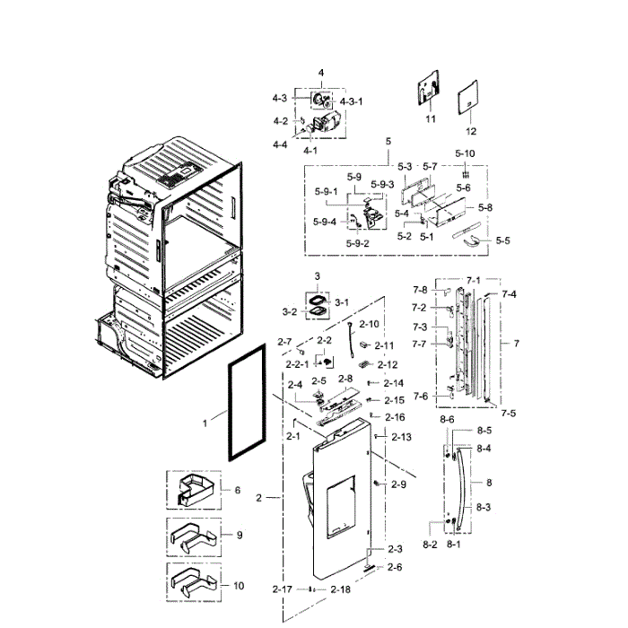 Left Door Diagram and Parts List for RF28JBEDBSG AA-03 Samsung Refrigerator