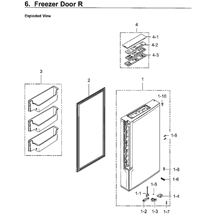 Freezer Door Rt Diagram and Parts List for RF24J9960S4 AA-04 Samsung Refrigerator