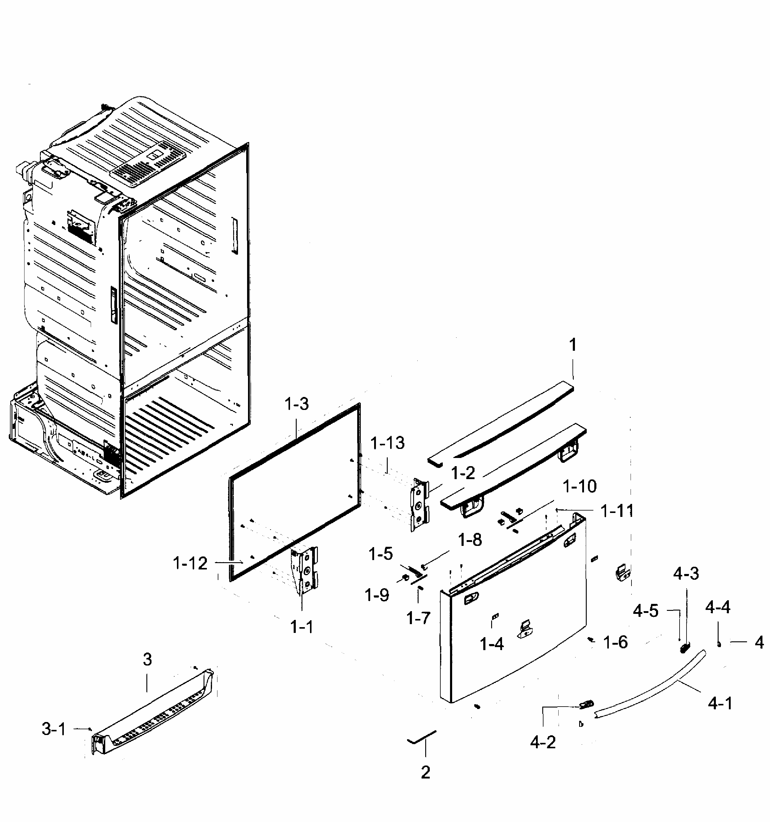 Freezer Door Diagram and Parts List for RF28HFEDBBC AA-0007 Samsung Refrigerator